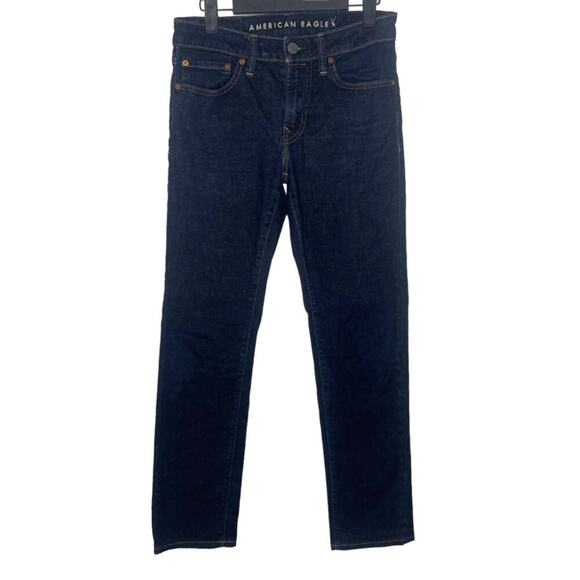 American Eagle Mens Size 28 Next Level Airflex Slim Straight Dark Wash Denim - Picture 1 of 16
